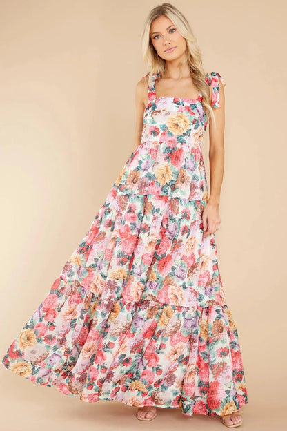 Delilah Floral Square Neck Wide Strap Maxi Dress