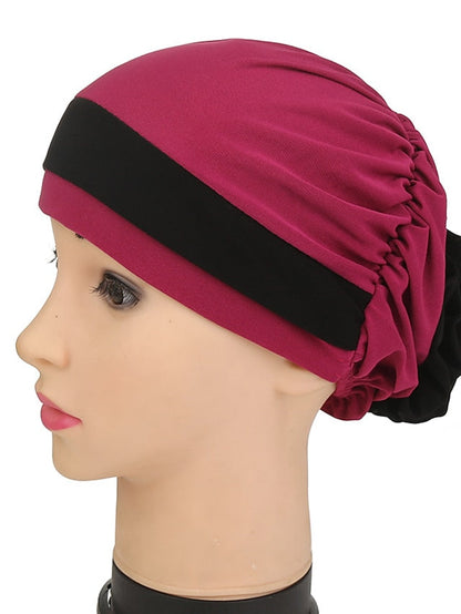 Stretch Inner Hijab Caps Muslim Hat Turban Femme Musulman Turbante Ready To Wear Hijab Bonnet Flower Indian Headwrap Loss Hair Cover for Women