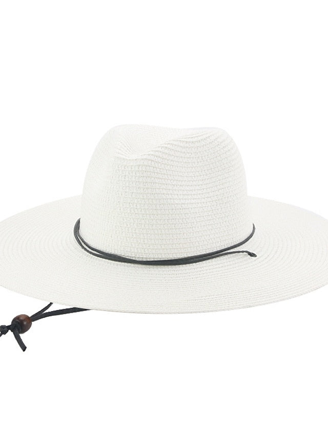 Hat Straw Hat Black Khaki Beige Outdoor Daily Holiday Braided Pure Color Portable Sun Protection Breathable for Women