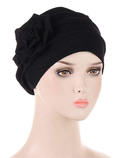 Hats Spring Summer Flower Beanie Hat Muslim Stretch Turban Hat Hair Care Headwear Hijib Cap for Women