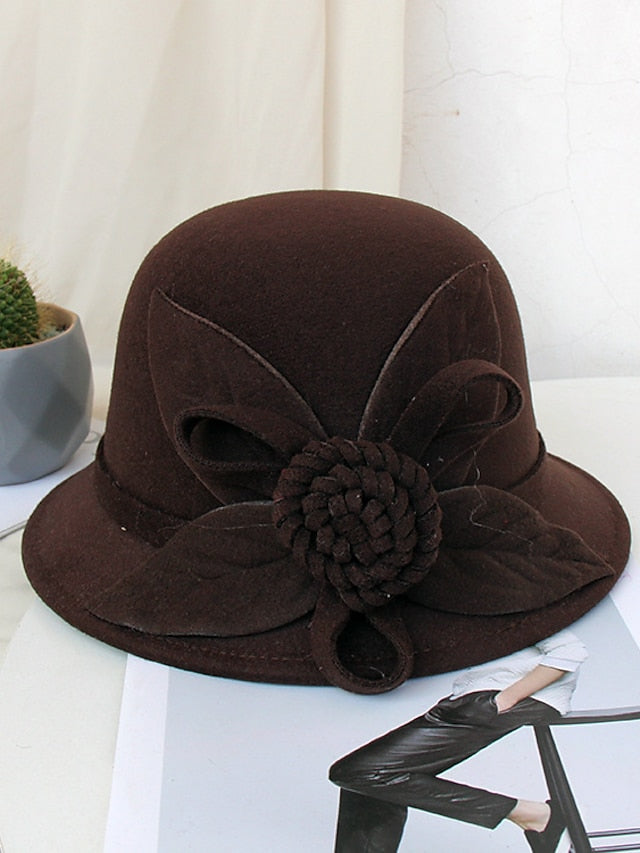 Party Hat Party Wedding Special Occasion Flower Flower Wine Camel Hat / White / Blue / Fall / Winter / Spring for Women