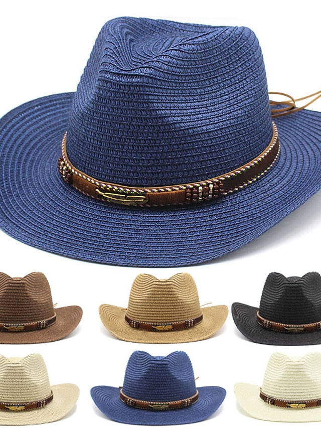 Men's Sun Hat Straw Hat Sports & Outdoor Daily Holiday Solid / Plain Color Straw Retro Simple Style Sunscreen 1 pcs for Women