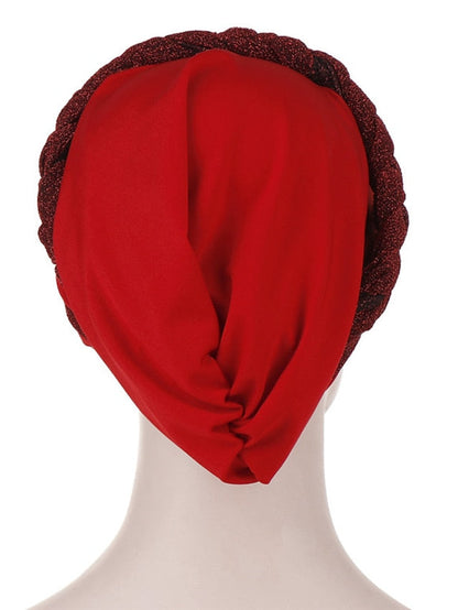 India Muslim Women Hijab Hat Two Color Splicing Cap Braid Turban Headscarf Islamic Head Wrap Lady Beanie Bonnet Hair Loss Cover for Women