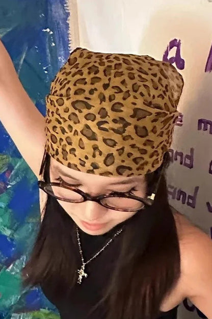 Y2K Leopard Print Versatile Square Hat