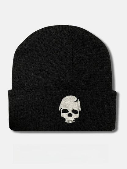 Punk Embroidered Skull Knit Hat