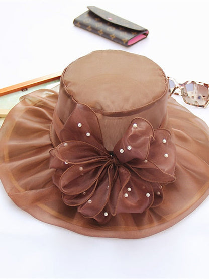 Hat Sun Hat Black Blue Purple Outdoor Home Street Sequins Flower Portable Windproof Comfort for Women