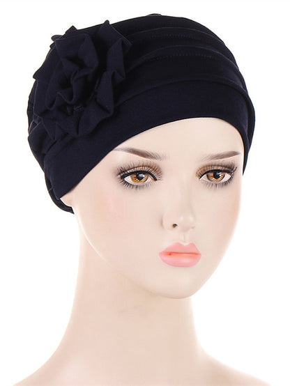 Hats Spring Summer Flower Beanie Hat Muslim Stretch Turban Hat Hair Care Headwear Hijib Cap for Women