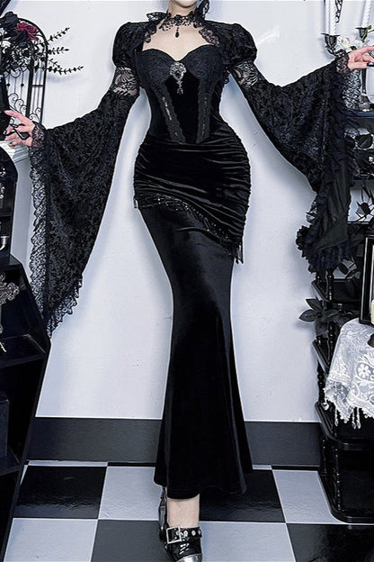 Lace Gothic Bodycon Maxi Dress