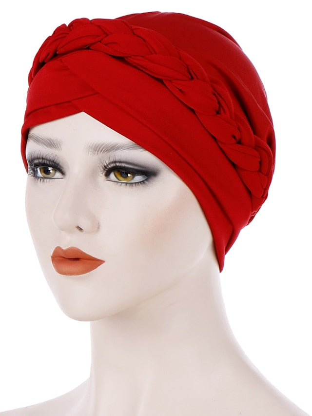 Muslim Women Inner Caps Braid Hijab Cap Comfort Fashion Turban Hat Colorful Cross Shape Chemo Hats Head Wearing Turbante for Women