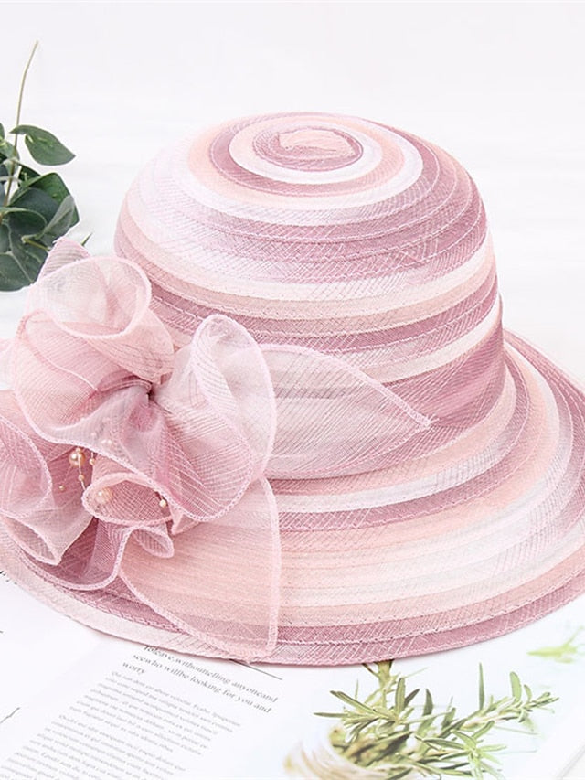 Hat Bucket Hat Sun Hat Blue Pink Wine Party Outdoor Dailywear Floral Floral Stripe Portable Windproof Comfort for Women