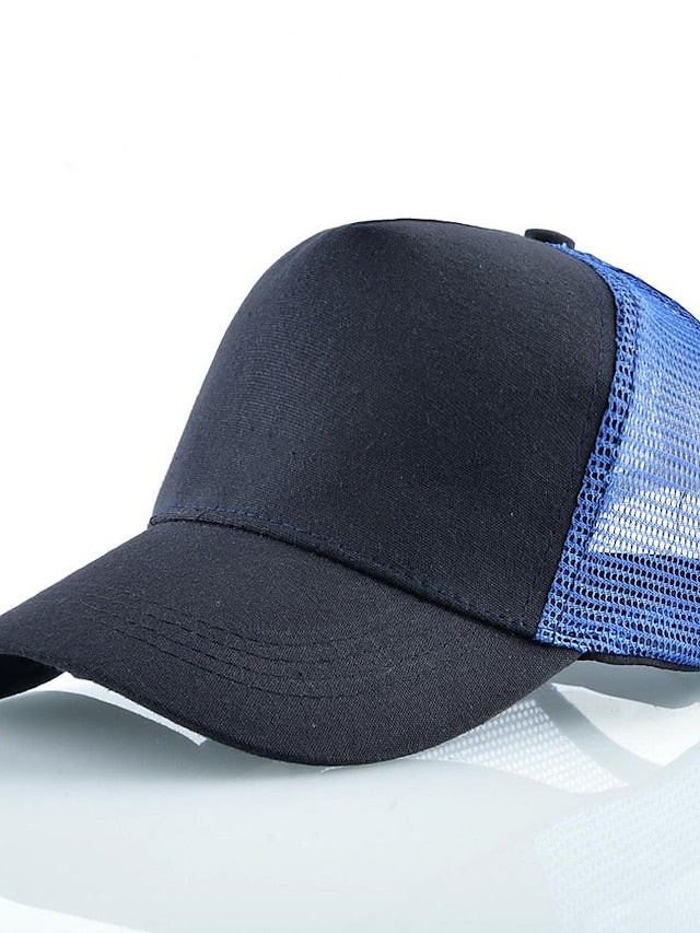 solid color cotton baseball cap european and american retro mesh cap peaked cap trucker hat men's spring and autumn simple tennis cap for Women