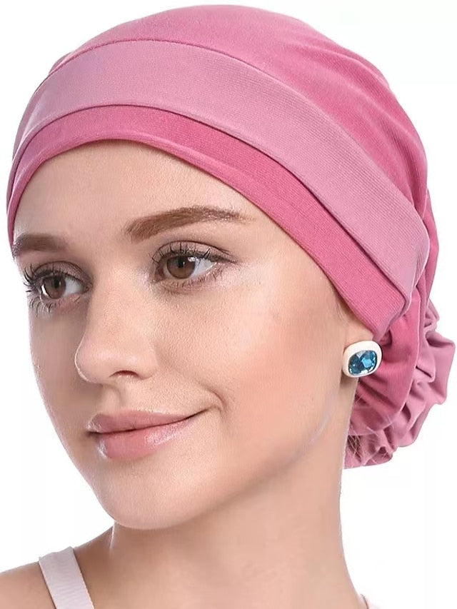 Stretch Inner Hijab Caps Muslim Hat Turban Femme Musulman Turbante Ready To Wear Hijab Bonnet Flower Indian Headwrap Loss Hair Cover for Women
