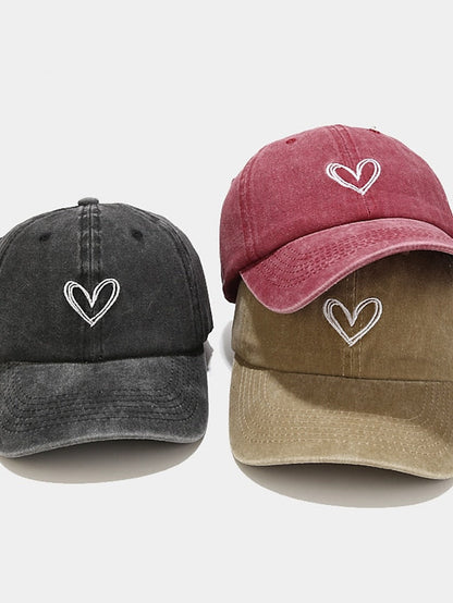 Fashion Outdoor Sport Solid Baseball Caps For Men Women Couple Love Heart Embroidery Snapback Cap Washed Cotton Dad Hat for Women