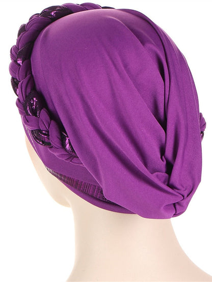 8 Colors Muslim Women Inner Caps Braided Bandanas Hijab Comfort Fashion Turban Hat Colorful Chemo Hats Head Wearing turbante for Women