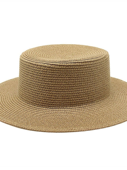 Sun Hats Women Caps Flat Top Wide Brim Straw Hat Summer Beach Casual White Black Hats for Women