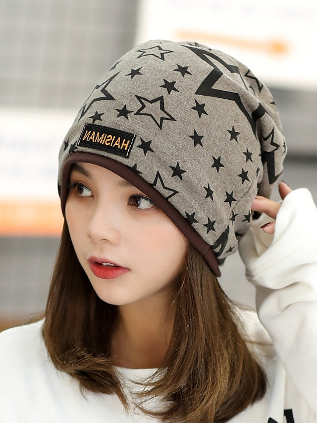 Men's Slouchy Beanie Hat Outdoor Home Daily Stars Spandex Cotton Cute Casual Warm Elastic Casual / Daily 1 pcs for Women