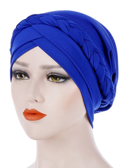 Muslim Women Inner Caps Braid Hijab Cap Comfort Fashion Turban Hat Colorful Cross Shape Chemo Hats Head Wearing Turbante for Women