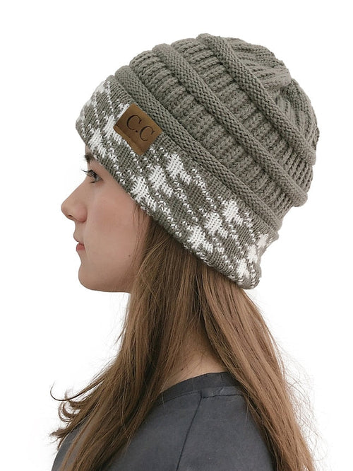 Hat Beanie / Slouchy Black Wine Light Gray Outdoor Home Street Knitted Houndstooth Portable Windproof Comfort for Women
