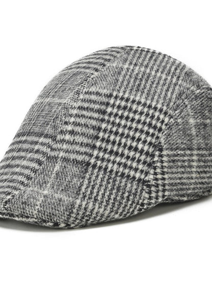 Hat Beret Hat Winter Hats Light Gray Dark Gray Coffee Outdoor Street Dailywear Geometrical Plaid Warm Breathable for Women