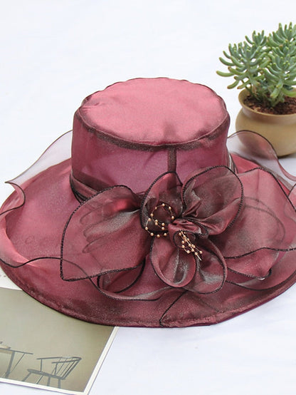 Party Hat Party Wedding Special Occasion Flower Solid Color Wine Black Hat / White / Fall / Winter / Spring / Summer for Women