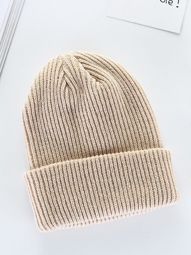 Hat Beanie / Slouchy Light Pink Black Wine Outdoor Street Dailywear Knit Pure Color Comfort Warm Breathable for Women