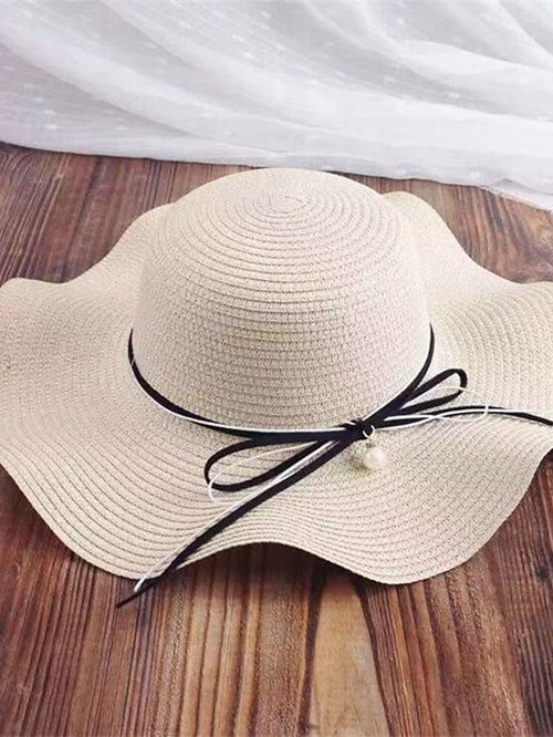 Beige Color New Simple Foldable Wide Brim Floppy Girls Straw Hat Sun Hat Beach Women Summer Hat UV Protect Travel Cap Lady Cap Female for Women