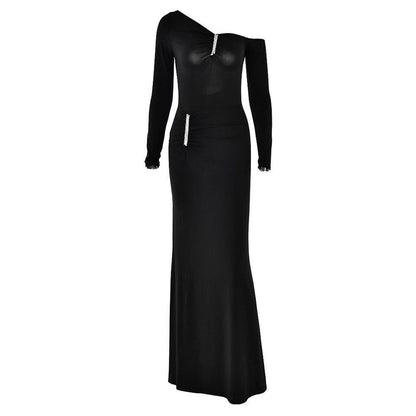 Irregular Long sleeve ruched backless slit maxi dress  | Festival Outfits Women