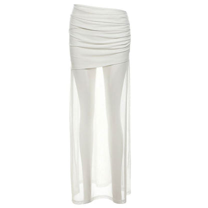 Ruched mesh solid maxi dress  | Festival Outfits Women