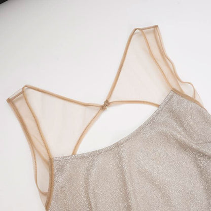 Glitter u neck backless cami maxi dress  | Festival Outfits Women