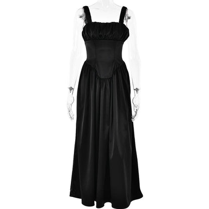 Ruched corset zip-up satin cami maxi dress  | Festival Outfits Women