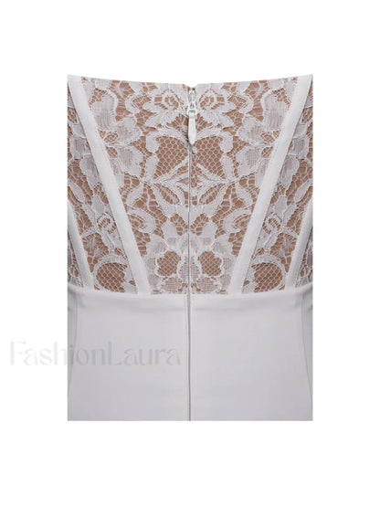 Junia White Lace Charming Corset Maxi Dress