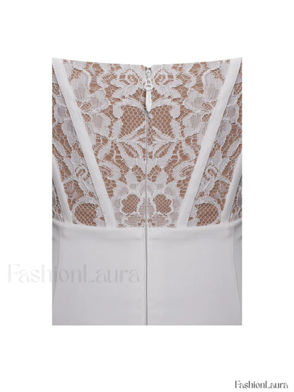 Junia White Lace Charming Corset Maxi Dress