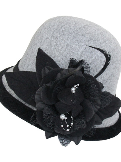 Party Hat Party Wedding Special Occasion Flower Flower Camel White Hat Gray Fall Winter Spring Holiday for Women