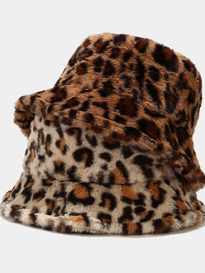 New Winter Bucket Hats Fluffy Fur Men Women Panama Hat Fashion Warm Fisherman Cap Multi Color Leopard Printed Hat for Women