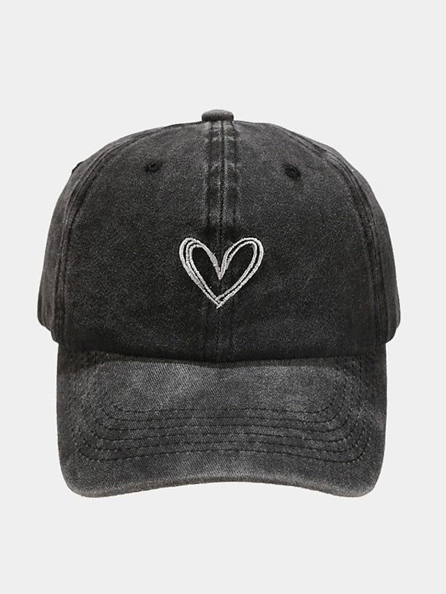 Fashion Outdoor Sport Solid Baseball Caps For Men Women Couple Love Heart Embroidery Snapback Cap Washed Cotton Dad Hat for Women