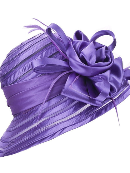 Hat Party Hat Silver Black Purple Wedding Party Outdoor Flower Solid Color Portable Sun Protection Breathable for Women