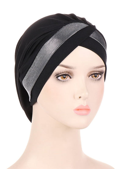 Women Turban Hat Cross Head Wrap Islamic Hijab Cap Solid Color Soft Headscarf Fashion Muslim Hats Scarf High Quality Hair Care Cap for Women