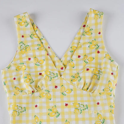 Ada Lemon Floral Maxi Dress