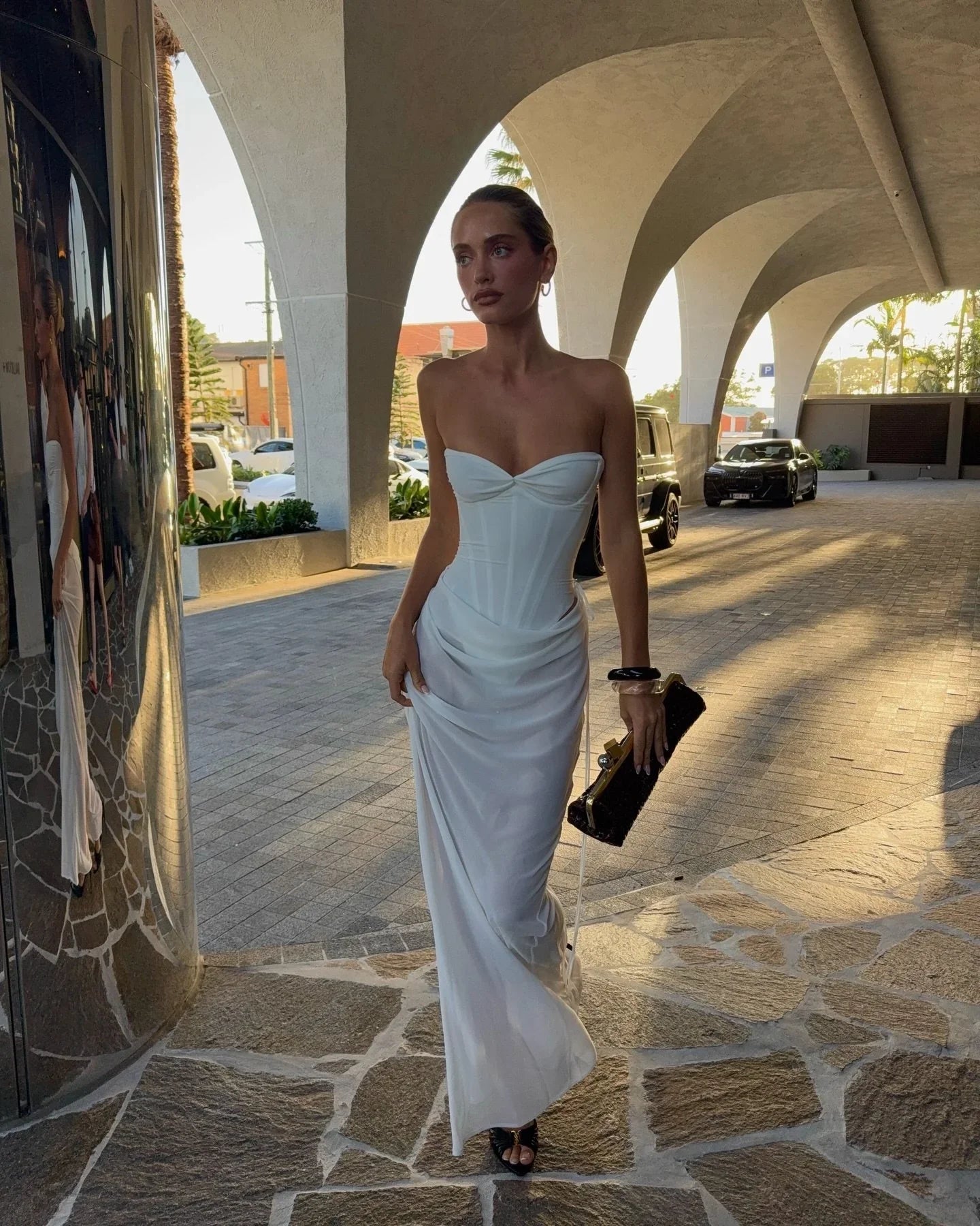 Draped Corset Maxi Dress