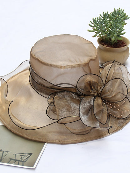 Party Hat Party Wedding Special Occasion Flower Solid Color Wine Black Hat / White / Fall / Winter / Spring / Summer for Women