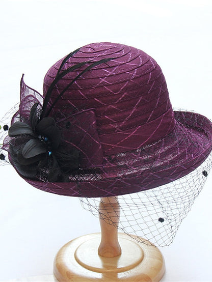 Hat Bucket Hat Sun Hat Black Purple Pink Party Outdoor Dailywear Floral Floral Portable Windproof Comfort for Women