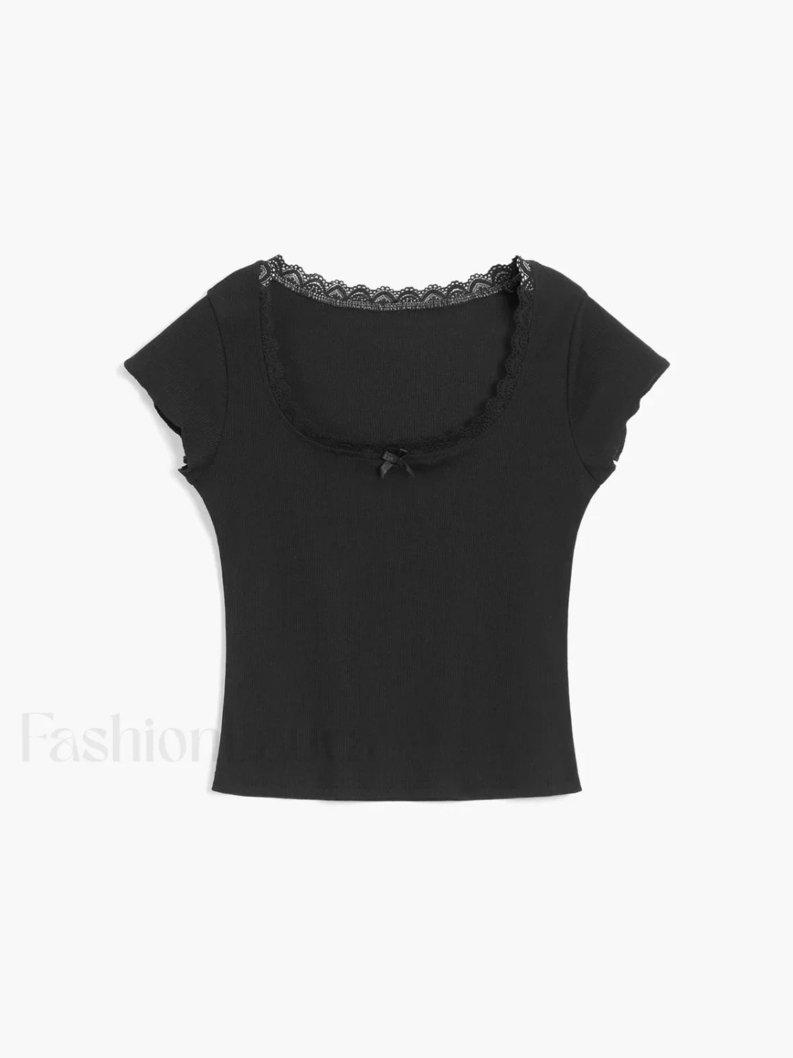 Like That Lace Trim Modern Cap Sleeve Crop Top