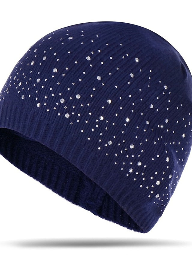 Hat Beanie / Slouchy Black Blue Camel Outdoor Home Daily Beaded Knit Polka Dot Portable Windproof Comfort for Women