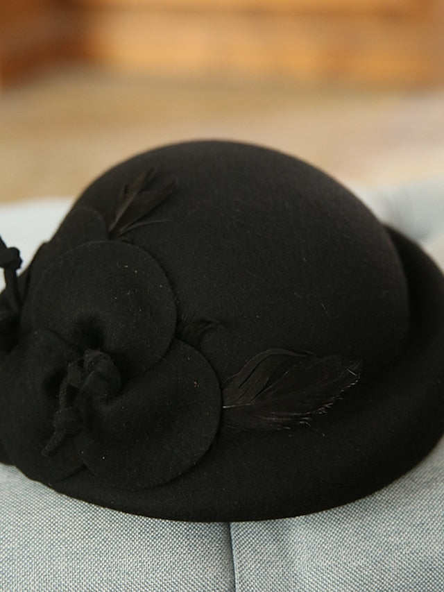 Hat Beret Hat Bucket Hat Black Gray Wedding Party Street Flower Flower Pure Color Warm Breathable for Women