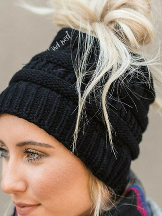Hat Beanie / Slouchy Black Camel Dark Gray Outdoor Home Daily Knit Pure Color Portable Windproof Comfort for Women