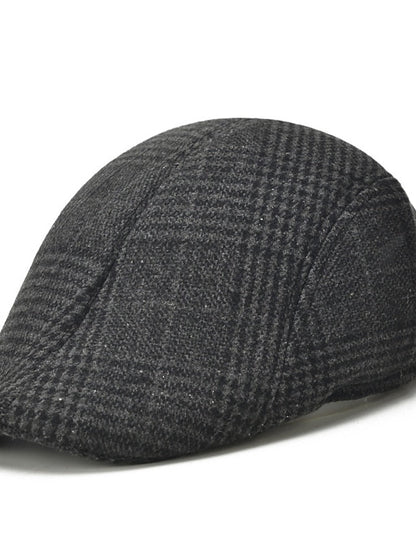 Hat Beret Hat Winter Hats Light Gray Dark Gray Coffee Outdoor Street Dailywear Geometrical Plaid Warm Breathable for Women