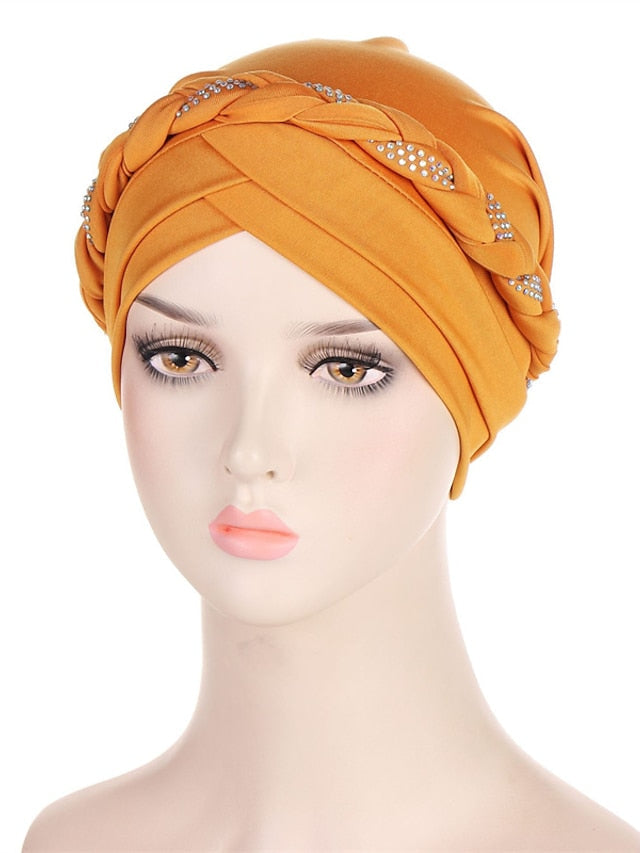 Comfortable Turban Cap for Women Soft Stretch Braid Muslim Hats Female Inner Hijab Caps Indian Bonnet Wrap Head Scarf for Women