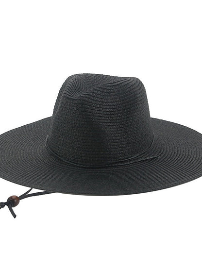 Hat Straw Hat Black Khaki Beige Outdoor Daily Holiday Braided Pure Color Portable Sun Protection Breathable for Women