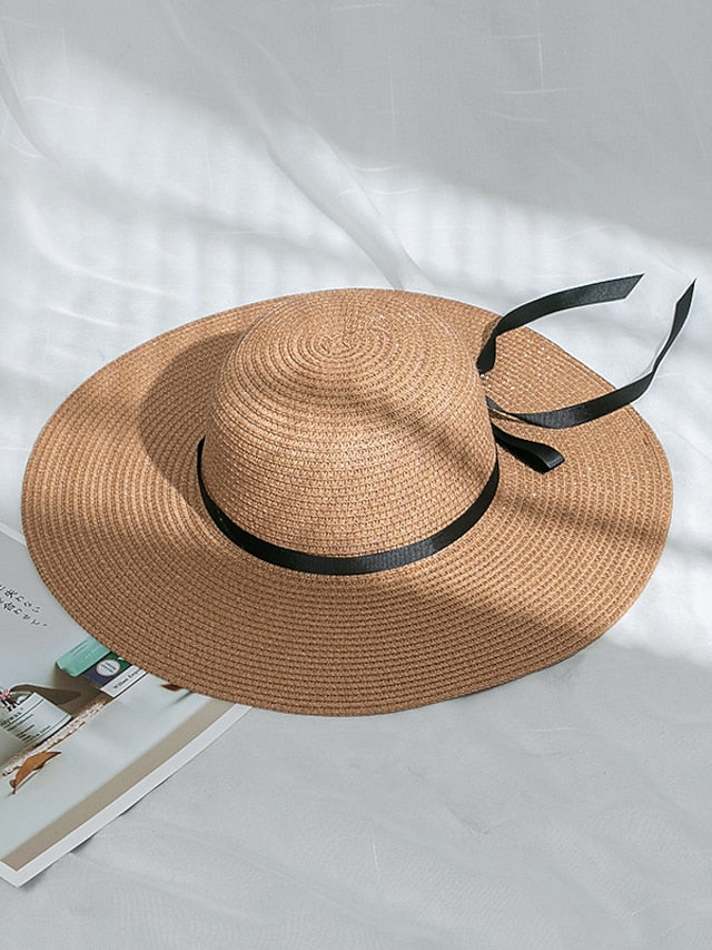 Multi Colors with Black Ribbon Beach Hat Floppy Beach Hats Personalized Beach Hat Friend Gift Summer Sun Hat for Women