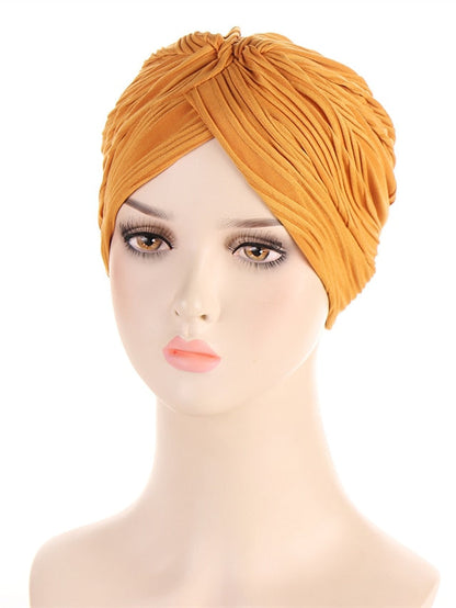 Indian Twist Knot Women Muslim Fold Hijab Turban Inner Caps Hair Care Hat Bonnet Headwear Wrap Head Scarf Femme Cover Beanies for Women